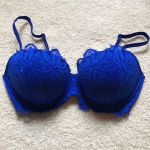 Blue Lace Balconette Bra